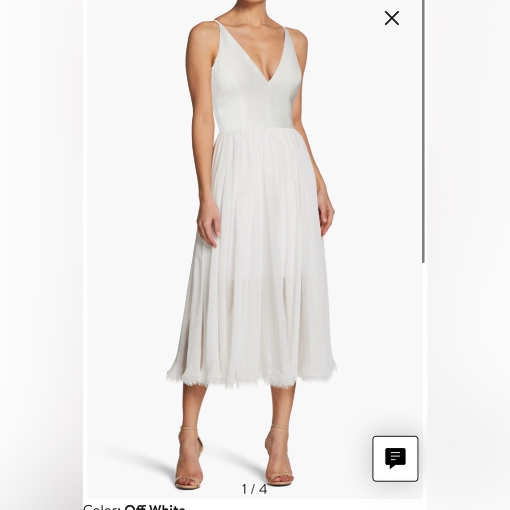 Dress the Population Off White Alicia Mixed Media Midi Dress